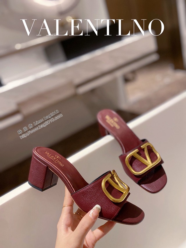 Valentino專櫃原版華倫天奴春夏新款女士拖鞋高跟涼拖鞋 dx2953